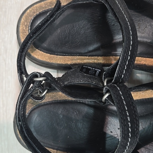 Ecco Women's Hook&loop Leather Strappy Black Sandals Shoes Sz 40/9-9.5 - Picture 5 of 12